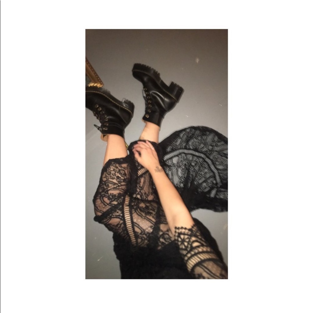 Black button down lace maxi dress